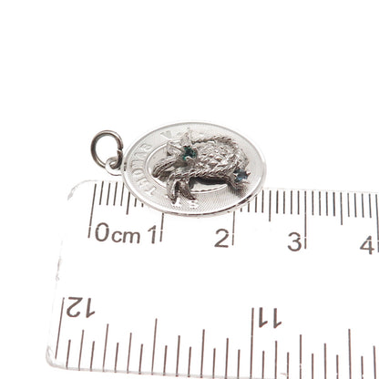 925 Sterling Silver Vintage Rhinestone St. Thomas VI Mini Charm Pendant