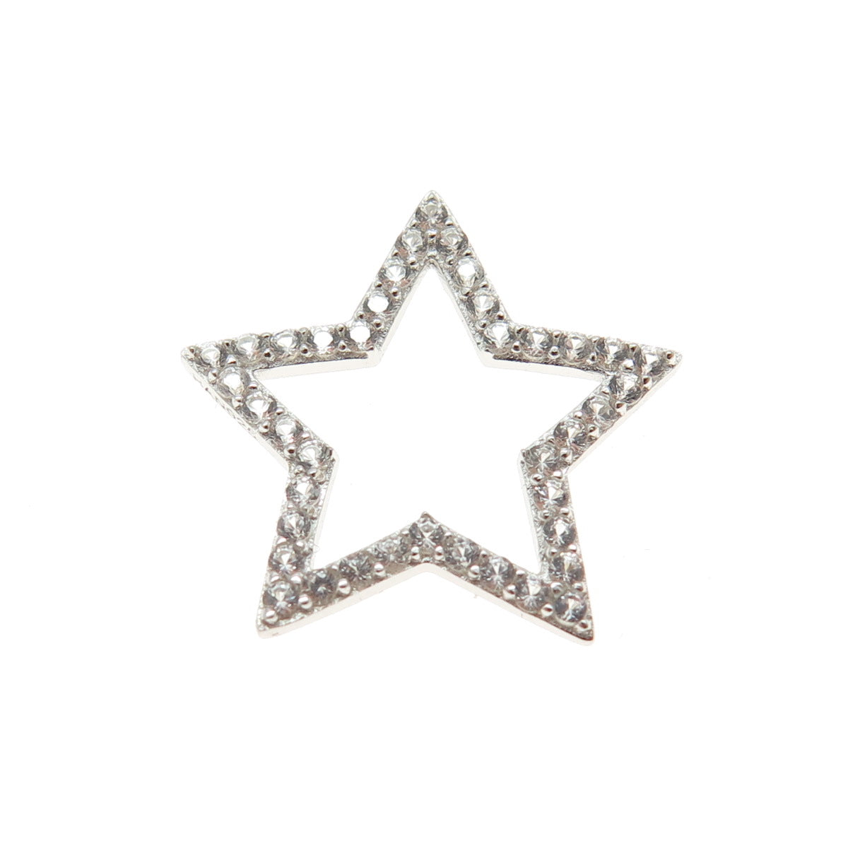 HAN 925 Sterling Silver Real White Topaz Gemstone Star Slide Pendant