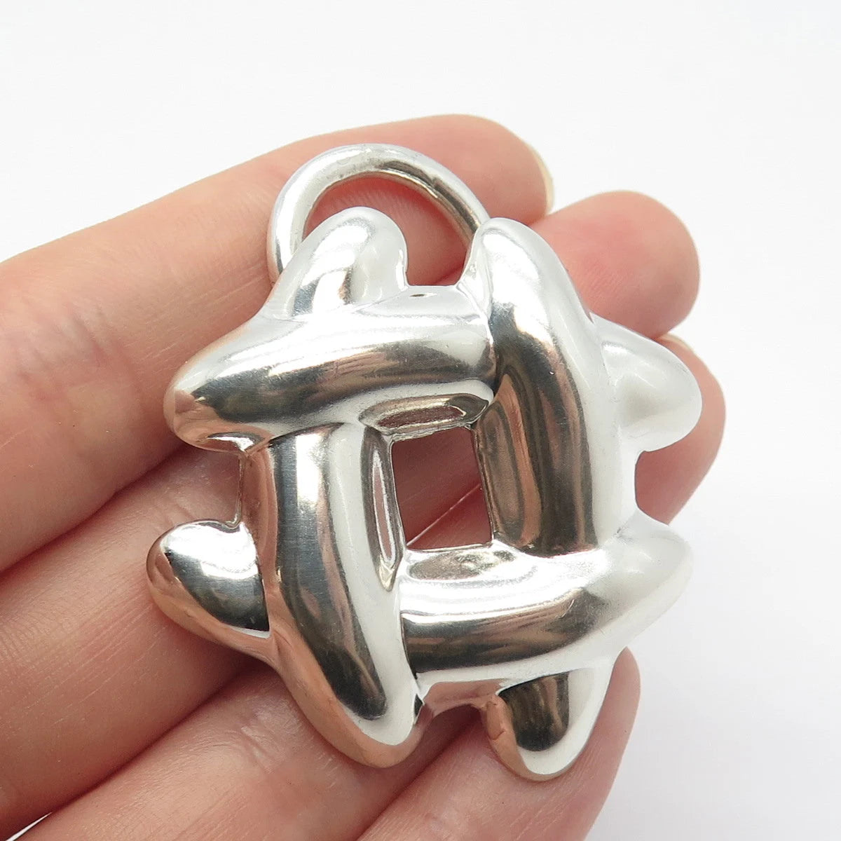 925 Sterling Silver Vintage Modernist Pin Brooch / Pendant