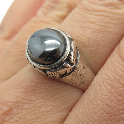 CHATEAU D'ARGENT 925 Sterling Silver Vintage Real Hematite Elephant Ring Size 8