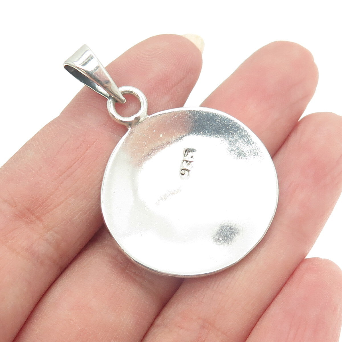 925 Sterling Silver Vintage Southwestern Native Eagle Round Pendant