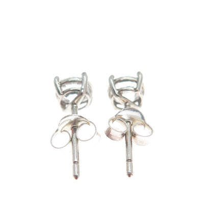 925 Sterling Silver Round-Cut C Z Stud Earrings