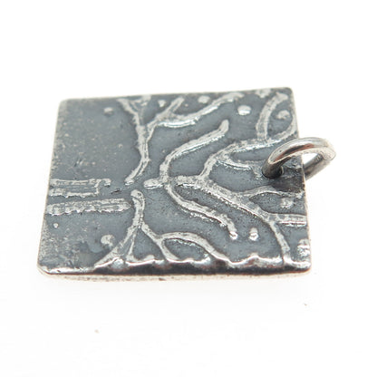 999 Silver Vintage Modernist Tree Oxidized Pendant