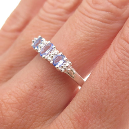 Chuck Clemency 925 Sterling Silver Real Oval-Cut Tanzanite Ring Size 9