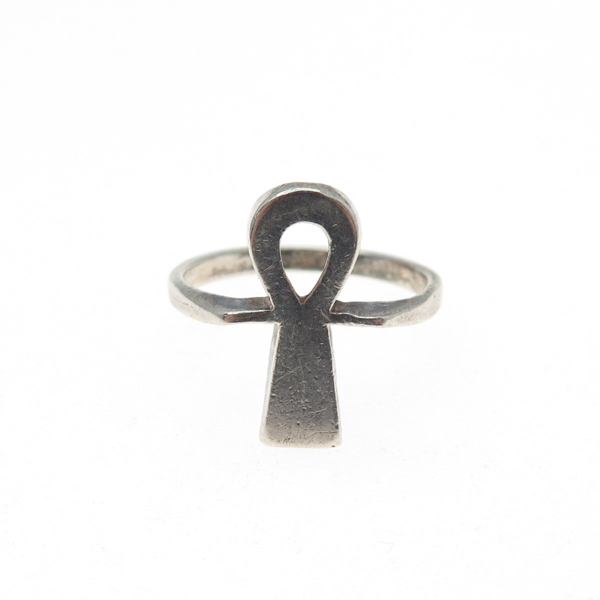 925 Sterling Silver Vintage Egyptian Ankh Oxidized Ring Size 6.5