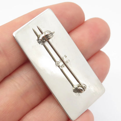 925 Sterling Silver Vintage Mexico EFS Save The Children Rectangle Pin Brooch