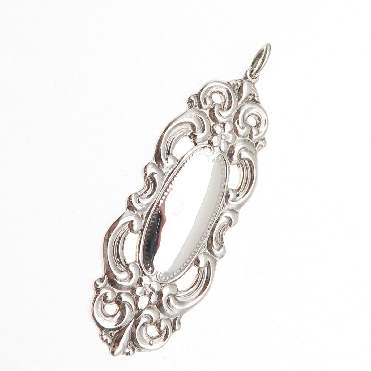 925 Sterling Silver Vintage Fleur de Lis Floral Charm Pendant
