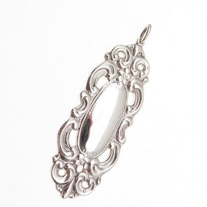 925 Sterling Silver Vintage Fleur de Lis Floral Charm Pendant