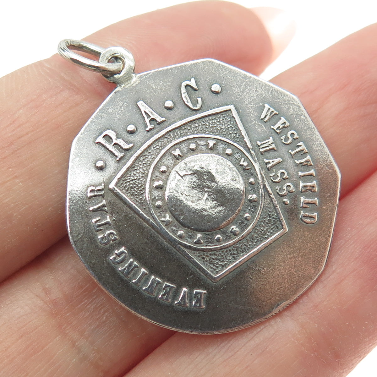 925 Sterling Silver Antique Masonic "Penny" Evening Star Westfield MA Pendant