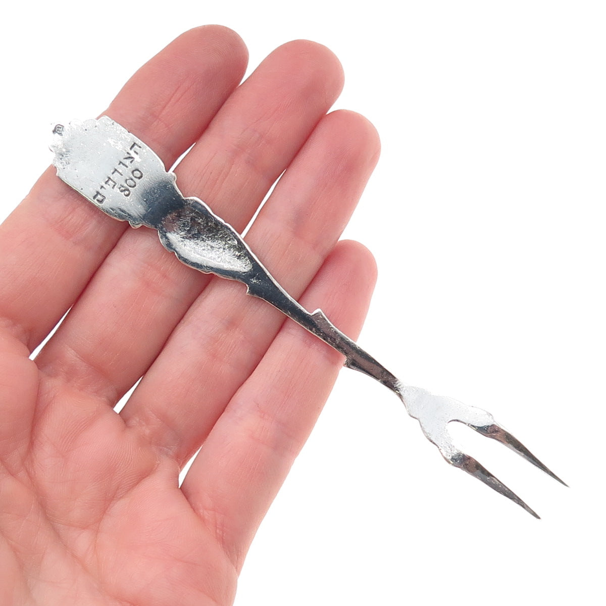 800 Silver Antique Israel Menorah Oxidized Olive Fork