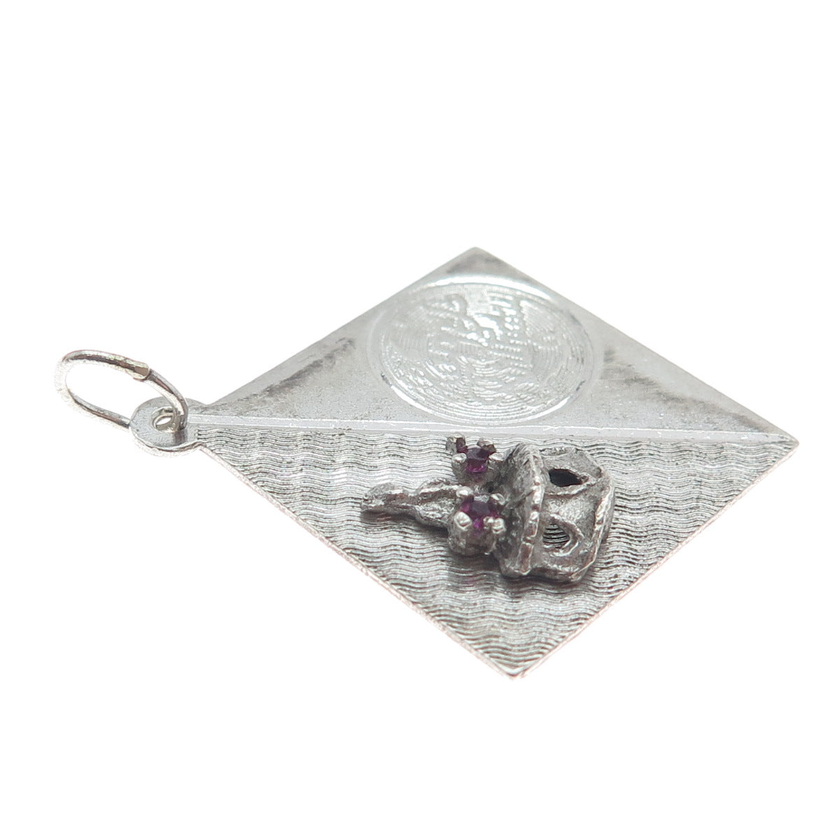 ART'S ELEGANCE 925 Sterling Silver Vintage Rhinestone Happy Birthday Pendant