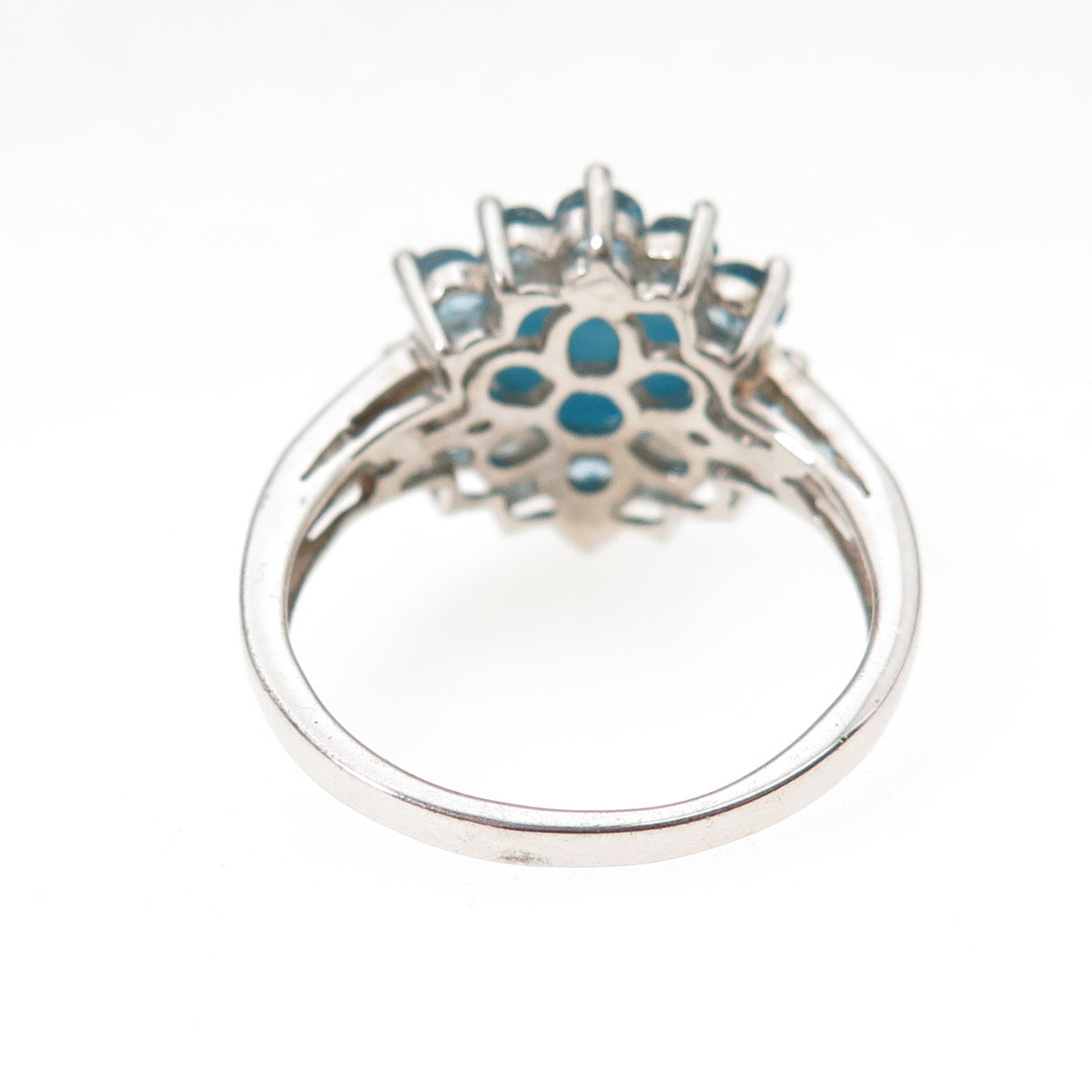 Chuck Clemency 925 Sterling Silver Real Turquoise & Blue Topaz Ring Size 8