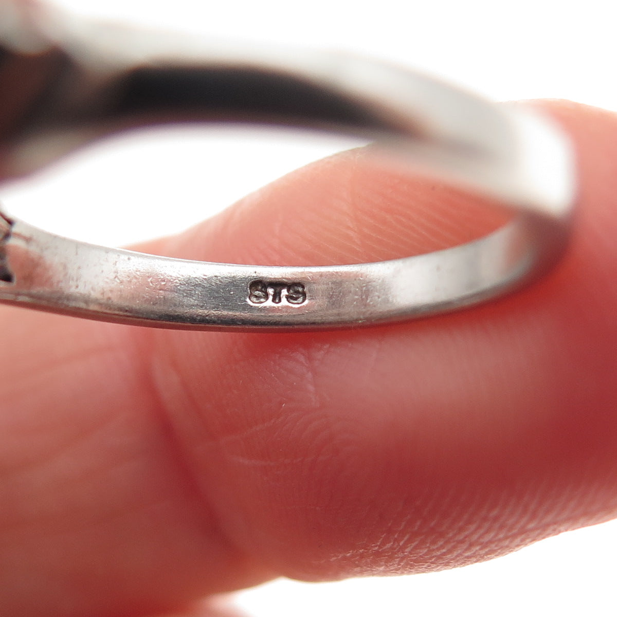 Chuck Clemency 925 Sterling Vintage Real Green Amethyst White Topaz Ring Size 7