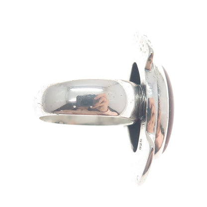 925 Sterling Silver Vintage Real Carnelian Modernist Arrow Ring Size 9