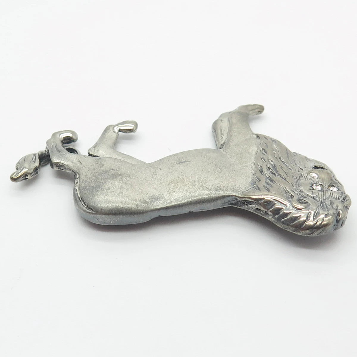 925 Sterling Silver Vintage Italy C Z Lion / Leo Zodiac Sign Pin Brooch