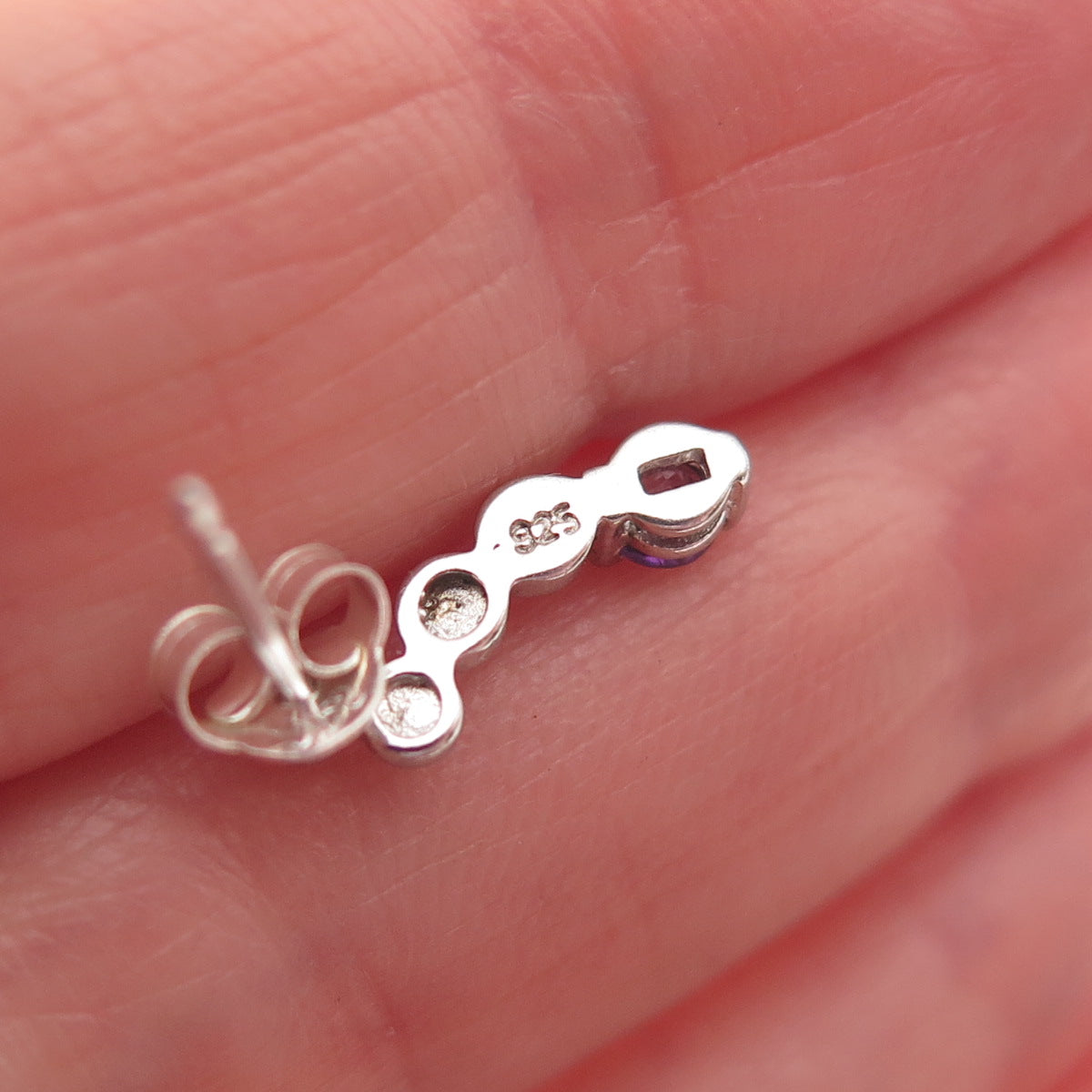 Ross Simons 925 Sterling Silver Real Amethyst Drop Earrings