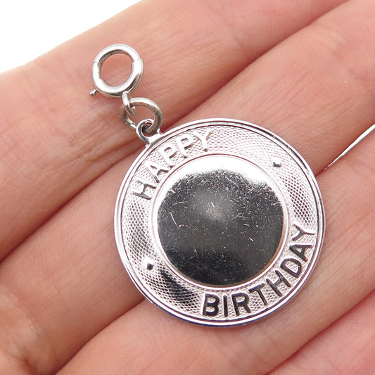 ELCO 925 Sterling Silver Vintage Happy Birthday Spring Ring Lock Charm Pendant