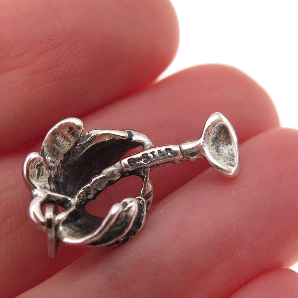 Beau 925 Sterling Silver Vintage Palm Tree Oxidized 3D Charm Pendant