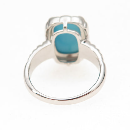 925 Sterling Silver Real Sleeping Beauty Turquoise Modernist Ring Size 8