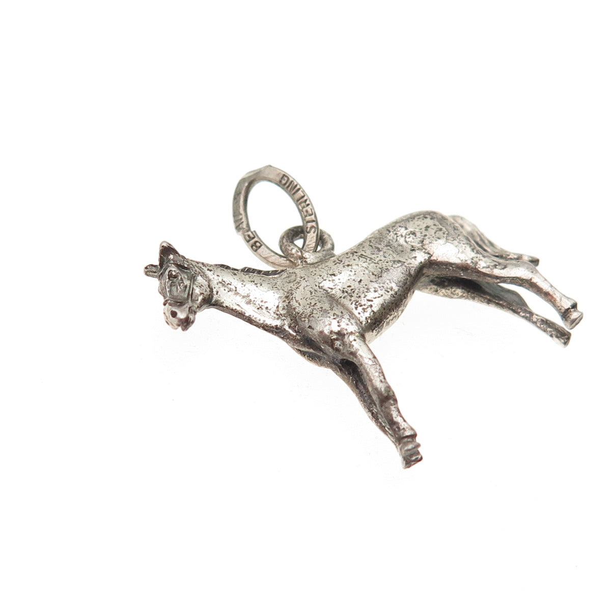 Beau 925 Sterling Silver Vintage Wild Horse Oxidized Charm Pendant