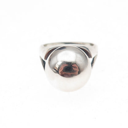 925 Sterling Silver Vintage Modernist Ball Oxidized Ring Size 5.5