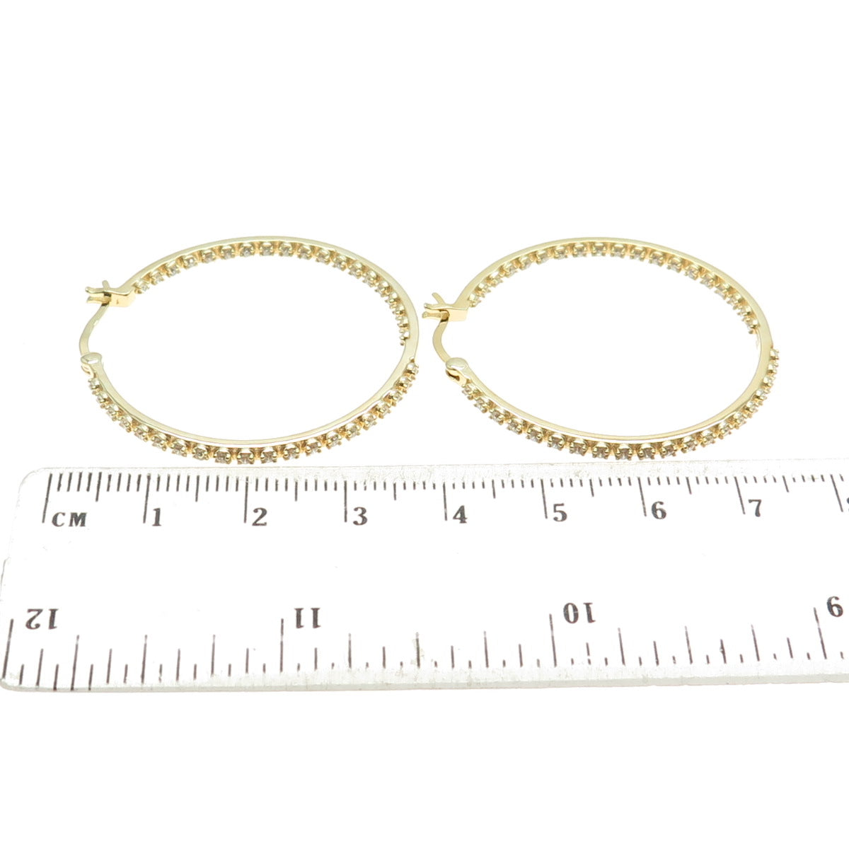 DEE BERKLEY JEWELRY 925 Sterling Silver Gold Plated C Z Hinged Hoop Earrings