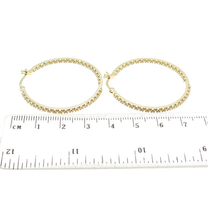 DEE BERKLEY JEWELRY 925 Sterling Silver Gold Plated C Z Hinged Hoop Earrings