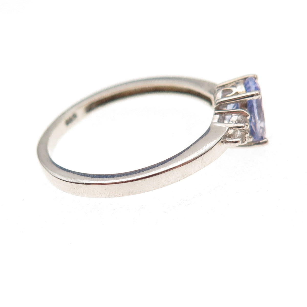 Chuck Clemency 925 Sterling Silver Real Tanzanite & White Topaz Ring Size 8