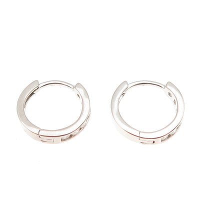 925 Sterling Silver Round-Cut C Z Hoop Earrings