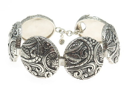 SILPADA 925 Sterling Silver Vintage Ancient Scroll Panel Link Bracelet 7.5"