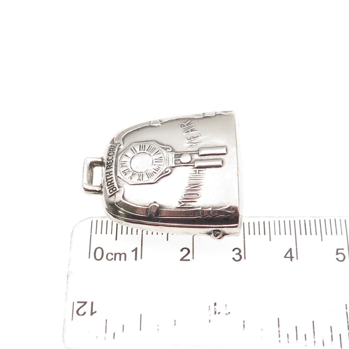 Webster 925 Sterling Silver Antique Art Deco Baby Birth Record Rattle Pendant