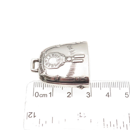 Webster 925 Sterling Silver Antique Art Deco Baby Birth Record Rattle Pendant