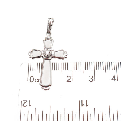 Theda 925 Sterling Silver Vintage Real White Topaz Cross Charm Pendant
