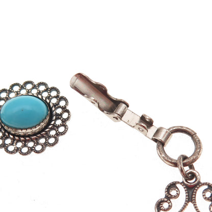 Beau Sterling Silver Antique Art Deco Real Turquoise Bracelet 6" (missing loop)