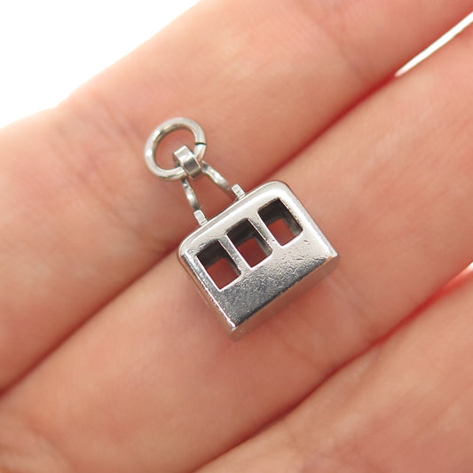 800 Silver Vintage Cable Car Minimalist 3D Charm Pendant