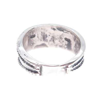 925 Sterling Silver Vintage Modernist Swirl Oxidized Ring Size 9