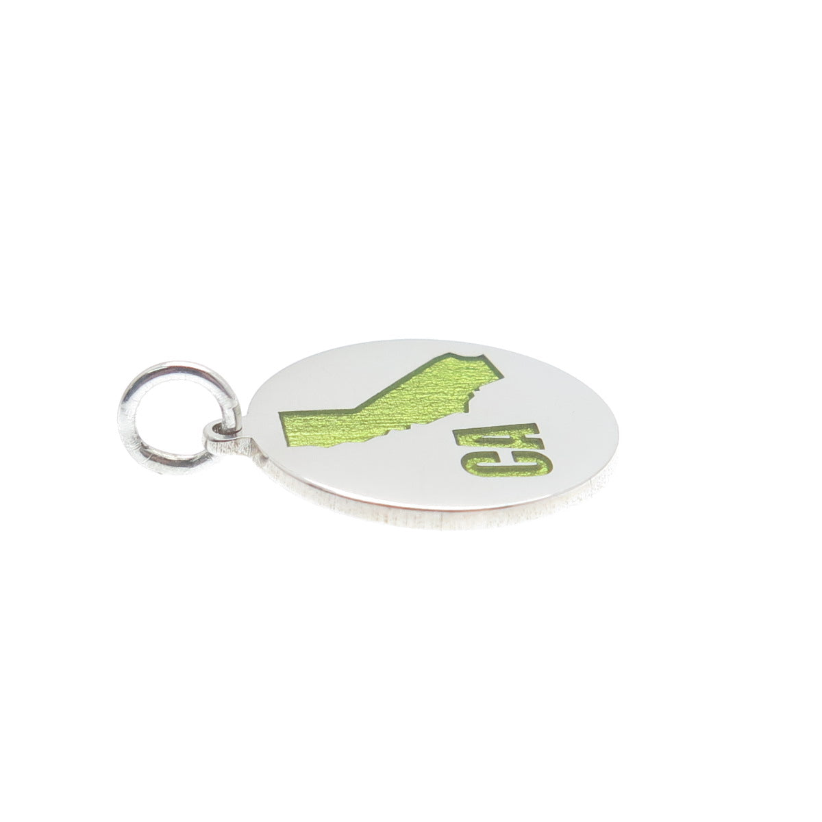 925 Sterling Silver Enamel California State Map Round Minimalist Charm Pendant