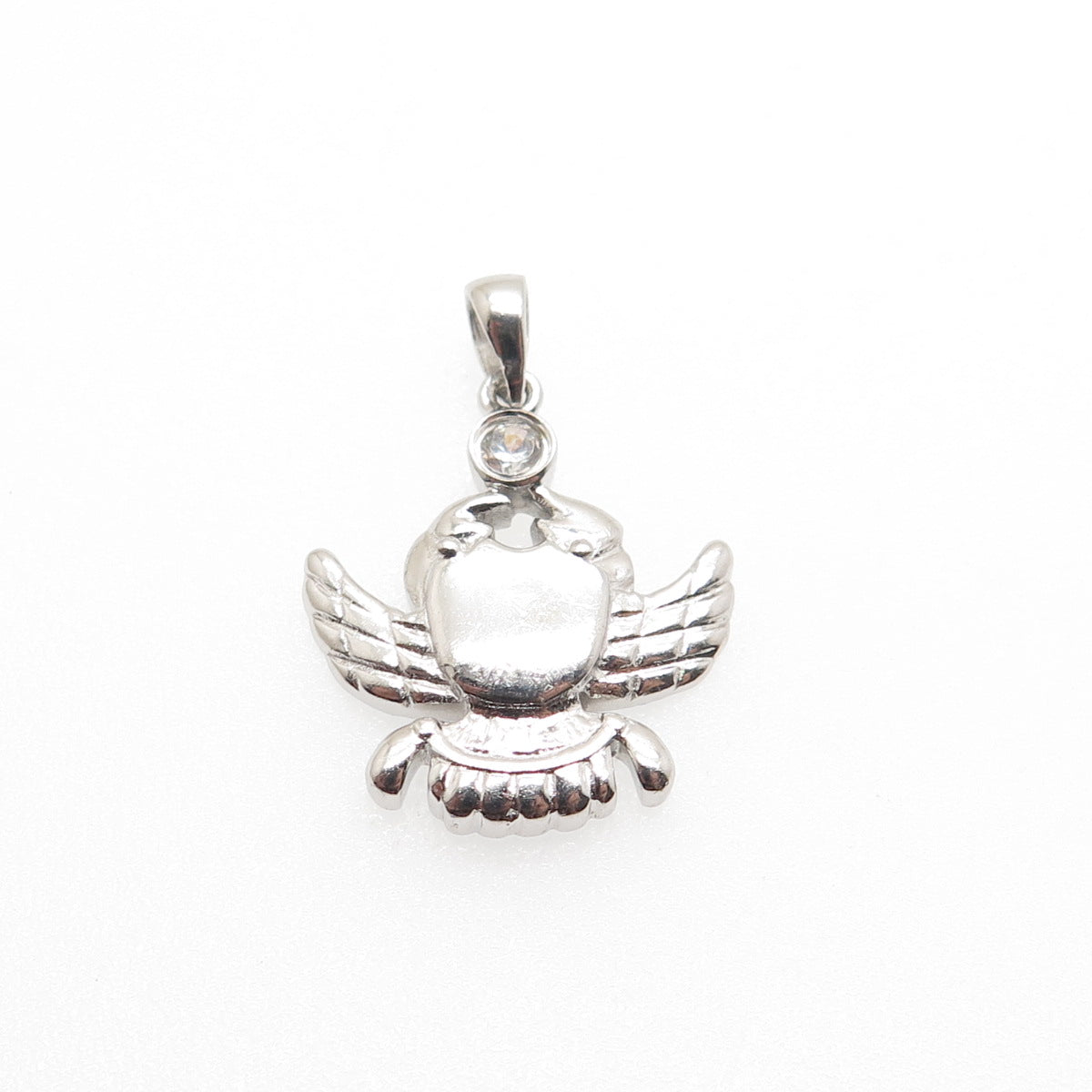 925 Sterling Silver Vintage C Z Cancer Zodiac Sign Minimalist Charm Pendant