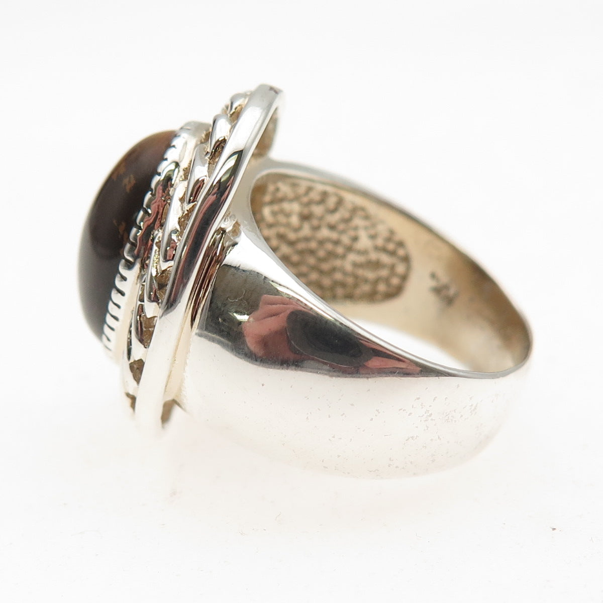 Badavici 925 Sterling Silver Vintage Real Tiger Eye Woven Ring Size 7.25