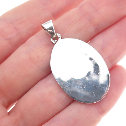 925 Sterling Silver Vintage Real Turquoise Inlay Heart Charm Pendant