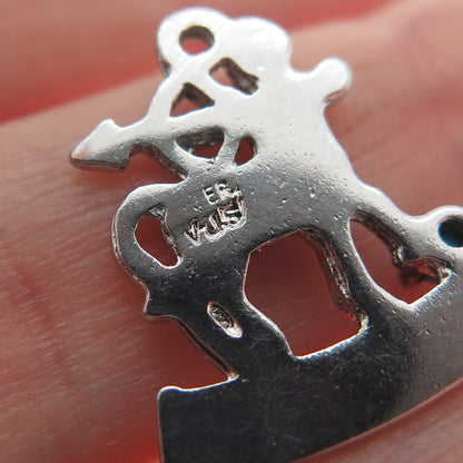 VJS Vintage Gold Silver 925 Sterling Real Turquoise Sagittarius Zodiac Pendant