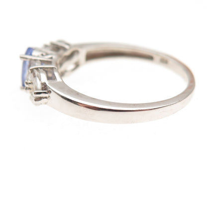 Chuck Clemency 925 Sterling Silver Real Tanzanite & White Topaz Ring Size 9
