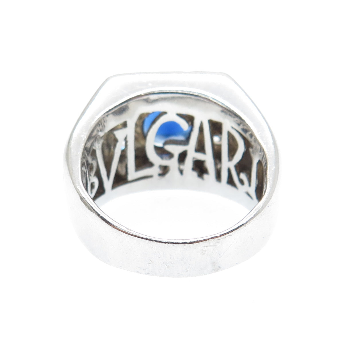 925 Sterling Silver Round-Cut Blue & White C Z Ring Size 10.25