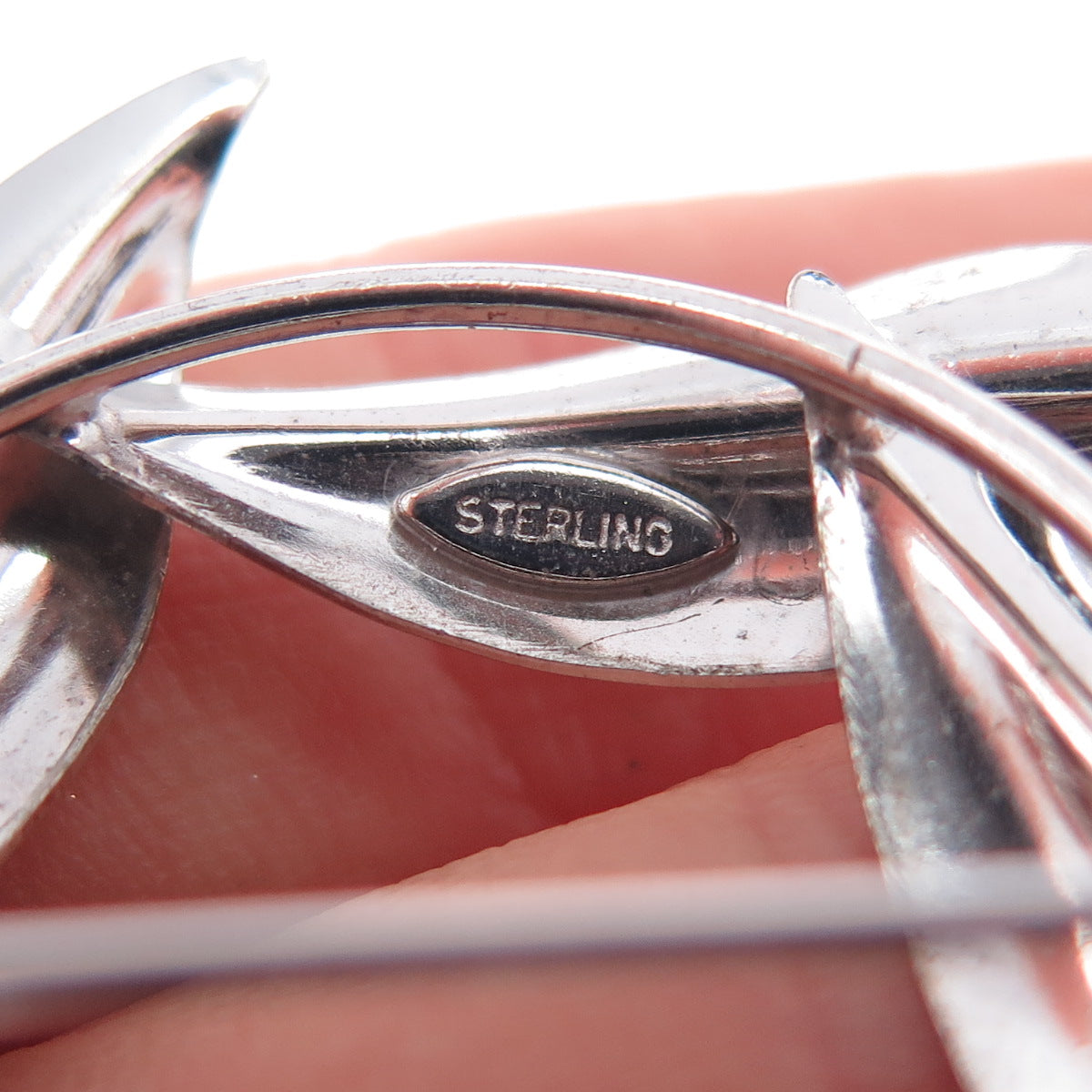 925 Sterling Silver Antique Art Deco Floral Leaf Pin Brooch