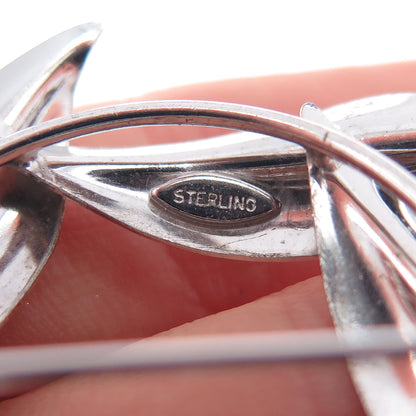 925 Sterling Silver Antique Art Deco Floral Leaf Pin Brooch