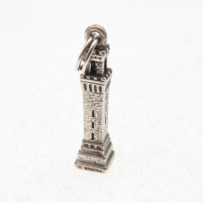 Bates & Klinke 925 Sterling Silver Vintage Pilgrim Monument 3D Charm Pendant