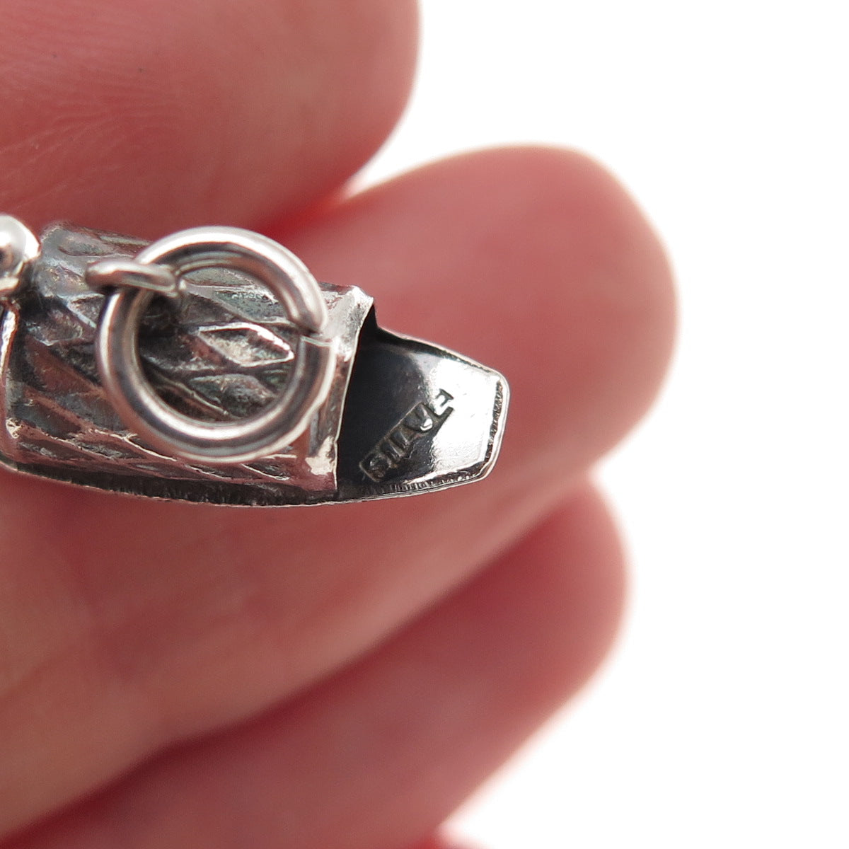 925 Sterling Silver Vintage Japanese Row Boat Oxidized 3D Mini Charm Pendant