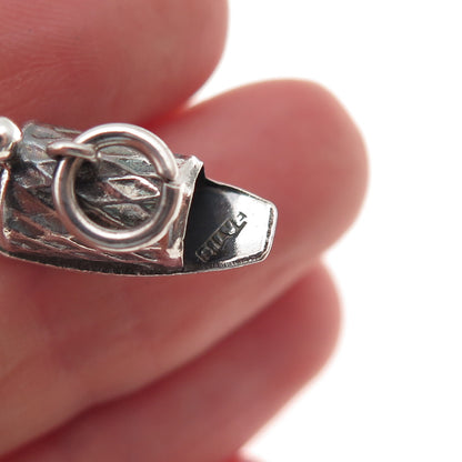 925 Sterling Silver Vintage Japanese Row Boat Oxidized 3D Mini Charm Pendant