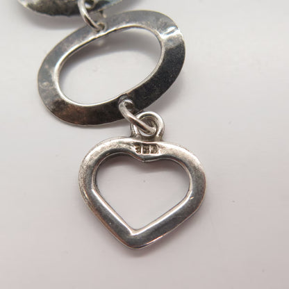 925 Sterling Silver Vintage Hammered Finish Oval Link Bracelet 6.5"