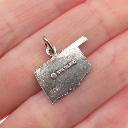 French & Franklin 925 Sterling Silver Vintage Oklahoma State Mini Charm Pendant